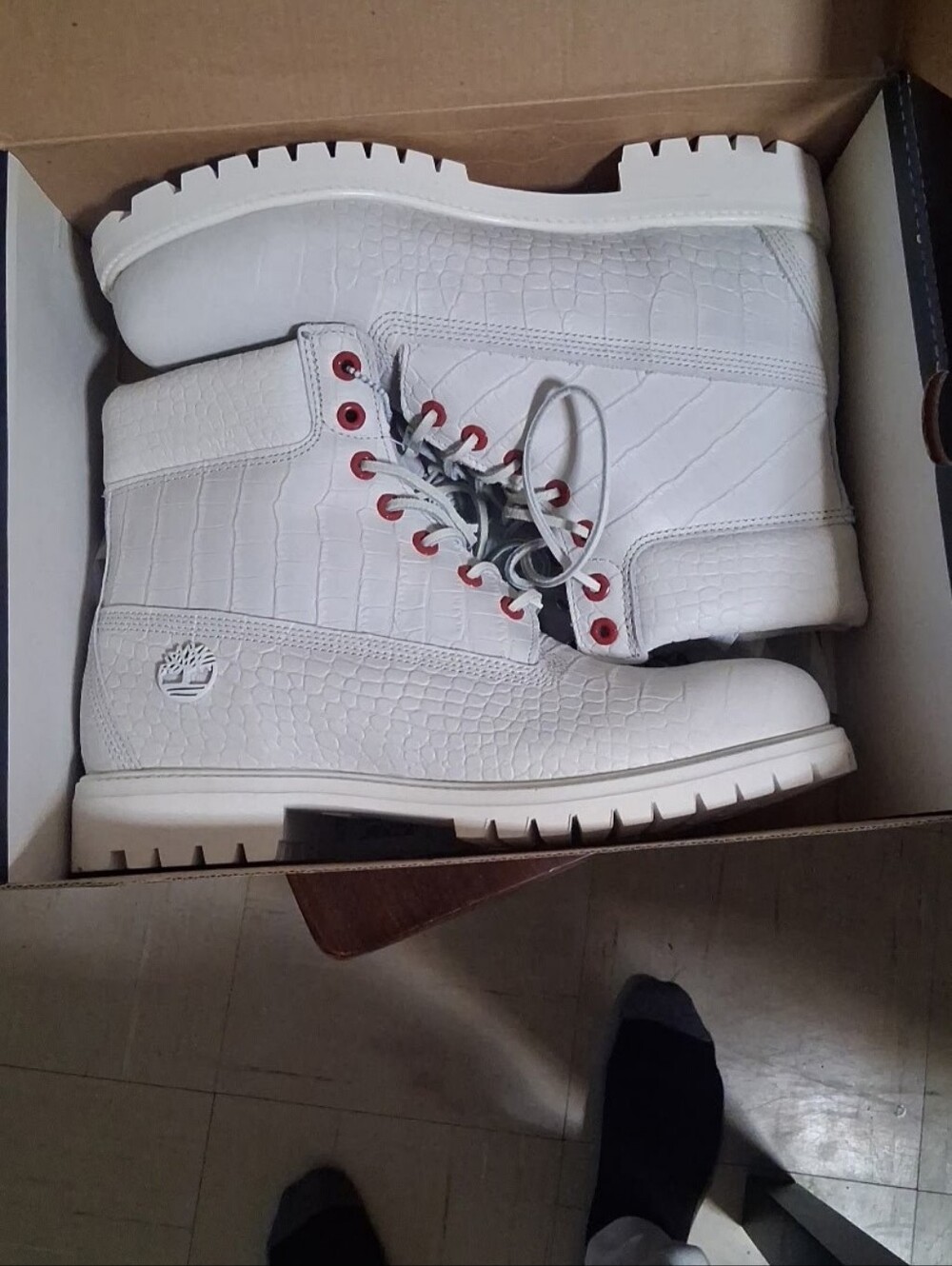 TIMBERLAND Exotic Serpent White Limited Premium 6" Boots Mens Size 11